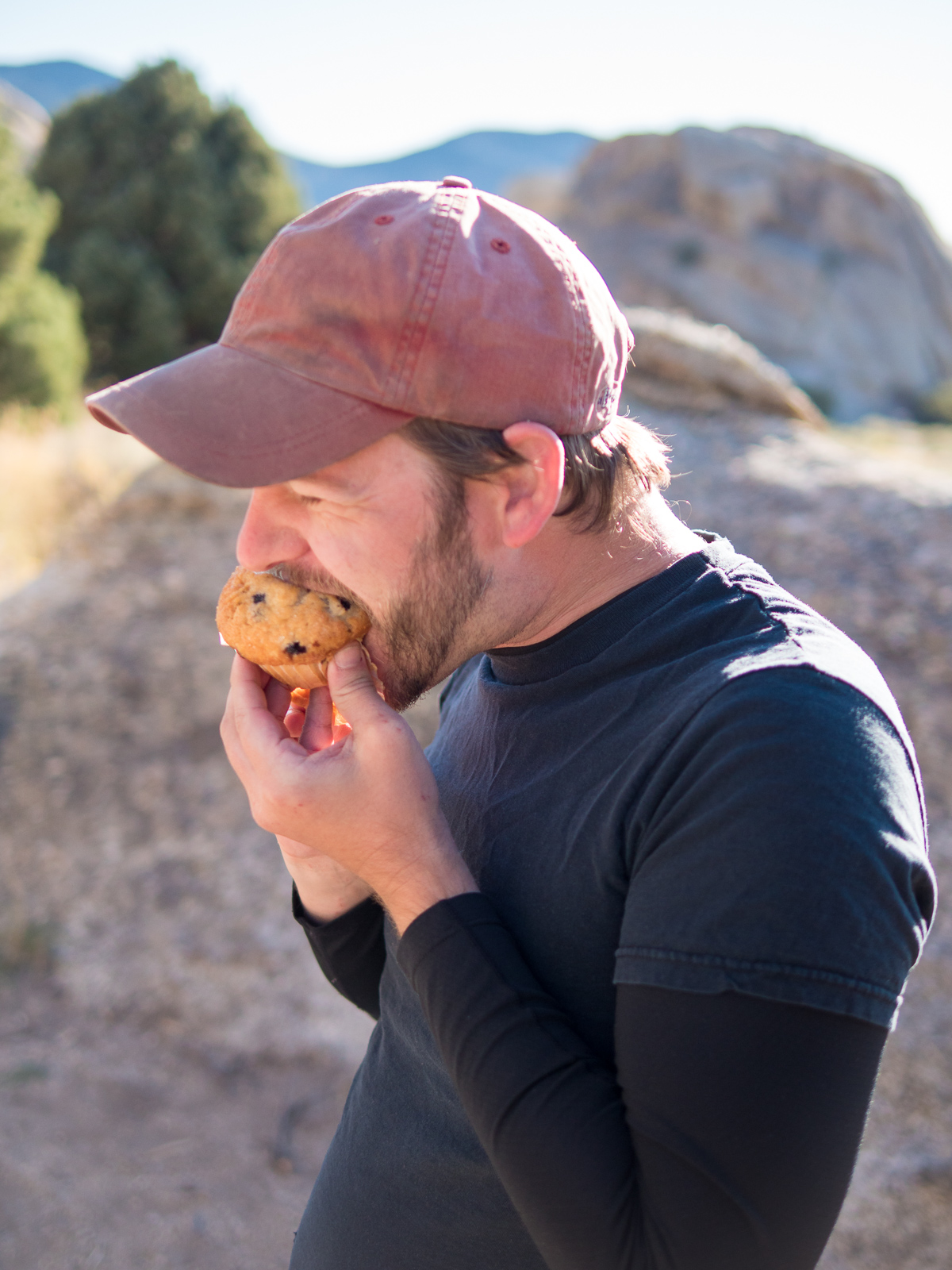 David eats a muffin