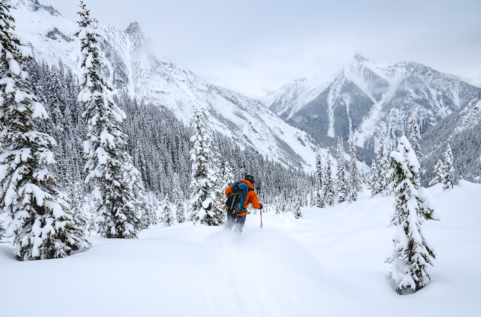 Nathaniel skis crooked flats