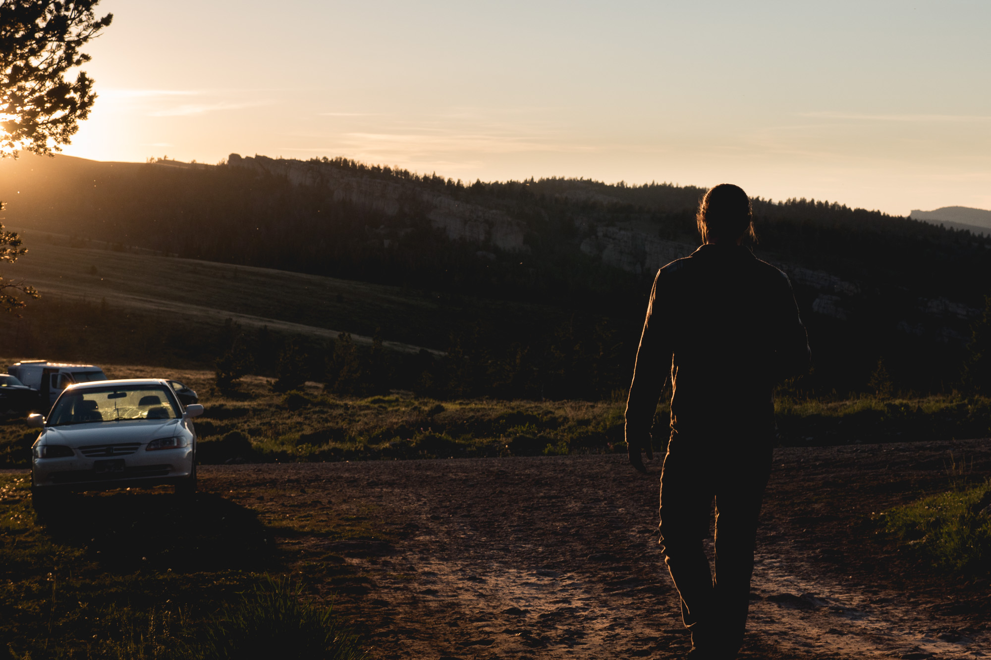 og sunset with car